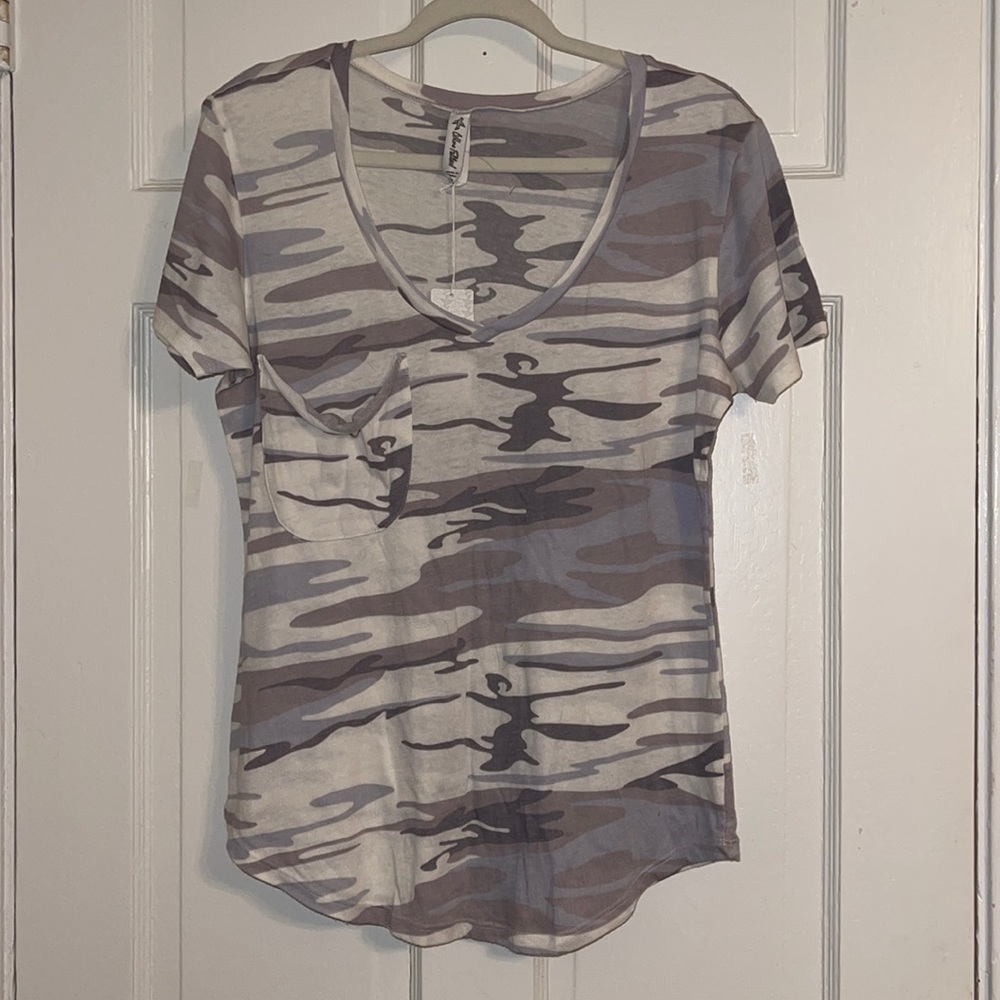 Others Follow Clothing Co Muted Camo Top w charm